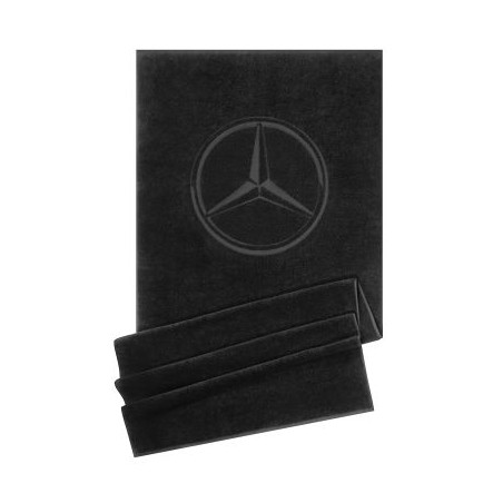 Serviette de douche et de plage noir, Coton, Mercedes-Benz